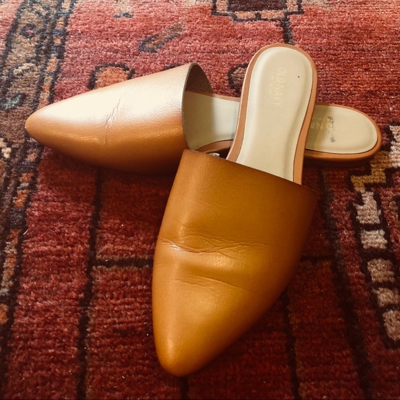 camel leather mules